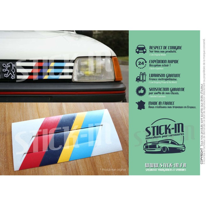 Adesivi griglia PTS a 3 strisce per Peugeot 205, 309, 405 GTI Rallye