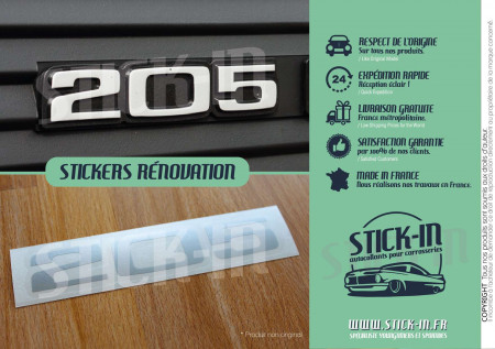 Autocollant Sticker Peugeot 205 Renovation Monogramme Rape