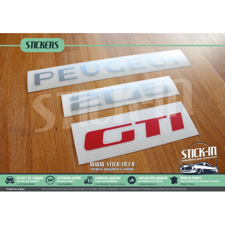 Erneuerung von Logos, Emblemen, Monogrammen und Aufklebern für den Peugeot 205 GTI