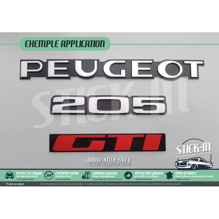 Renovación de logotipos, insignias, monogramas y calcomanías para Peugeot 205 GTI