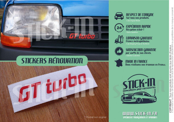 Autocollants Stickers Renovation Logo Monogramme Calandre Renault 5 GT Turbo R5 GTT Phase 1