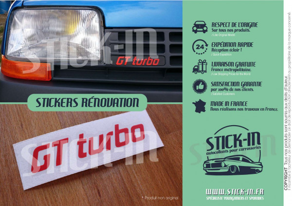 Stickers repair kit monogram badge Renault 5 GT Turbo Fase 1