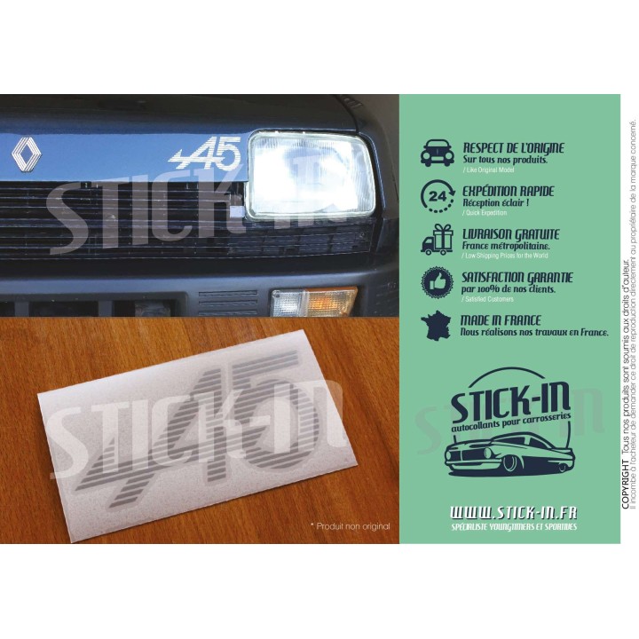 Renault 5 Alpine A5 Autocollant Sticker Capot Calandre Coffre