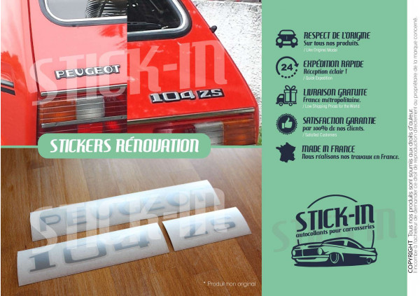 Renovierungsaufkleber-Set mit Monogrammen für Peugeot 104 ZS S