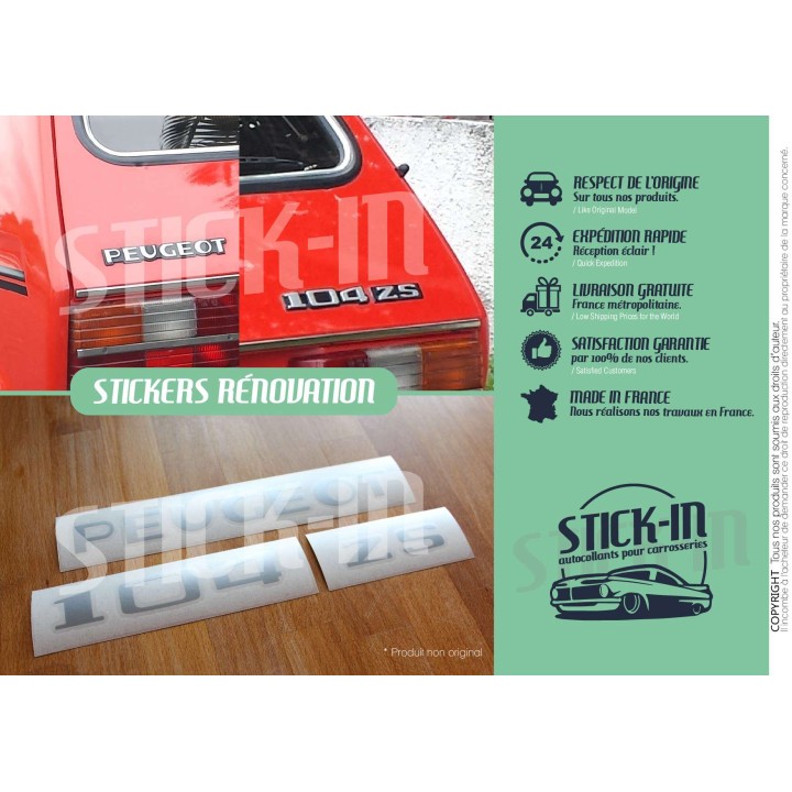 Renovation Stickers Set of Monograms Peugeot 104 ZS S Stickers