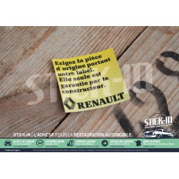 Autocollant Stickers Renault Exigez Pièce Origine Clio 16S phase 1 moteur