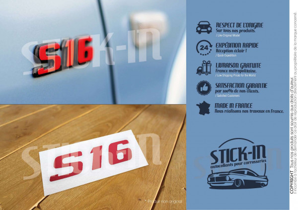 Autocollant Sticker Peugeot 106 306 S16 Rénovation Monogramme Logo