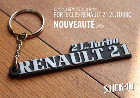 Keychain - Renault 21 2L. Turbo R21 - soft PVC keyrings monogram badge logo