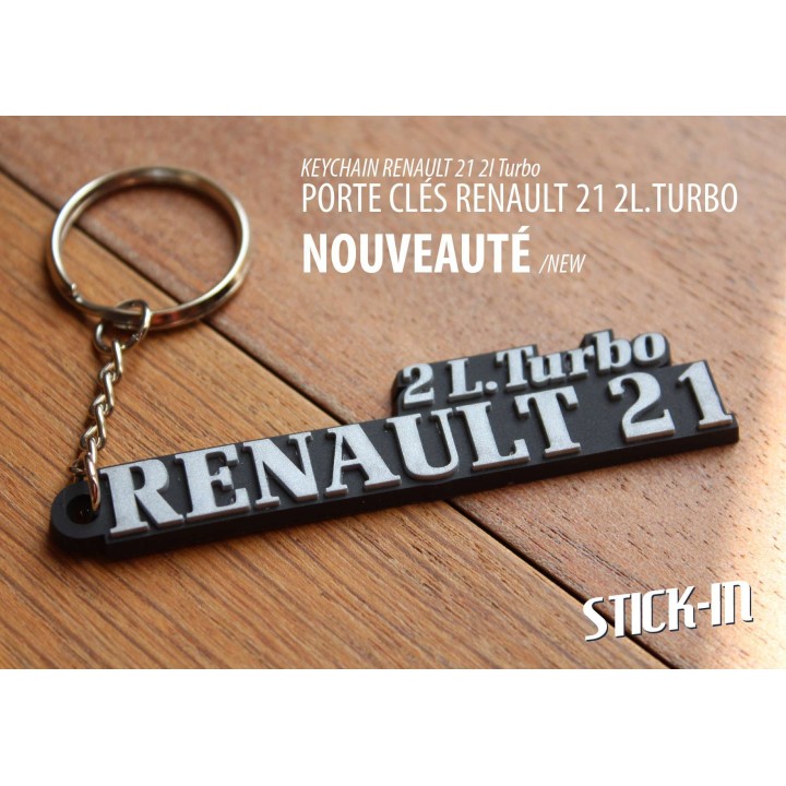 Portachiavi Renault 21 2L Turbo. Realizzato in morbido PVC con monogramma e logo.