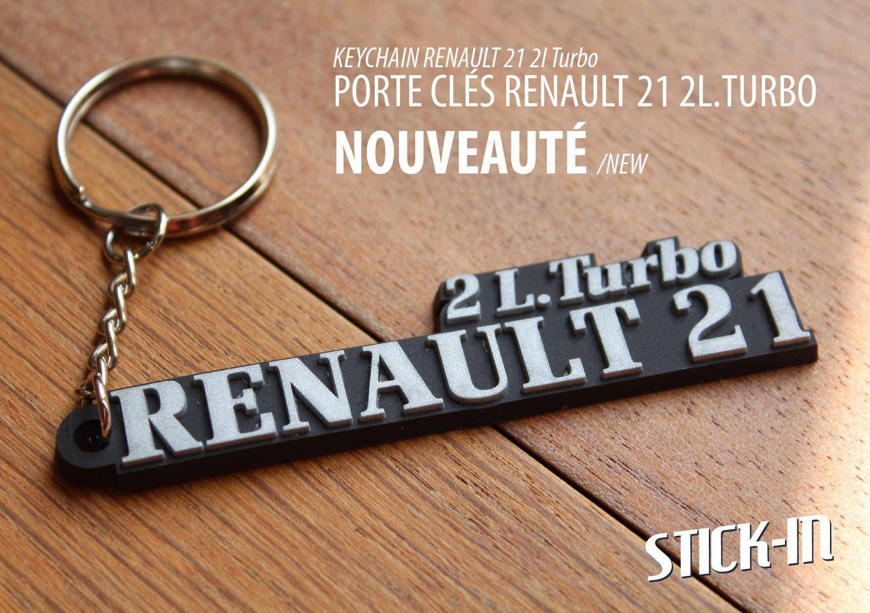 Porte Clés - Renault 21 2L. Turbo R21 - PVC souple monogramme logo -  STICK-IN