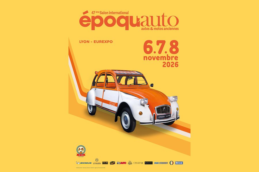 Manifesto ufficiale di Époqu'Auto 2026 con una Citroën 2CV SPOT del 1976